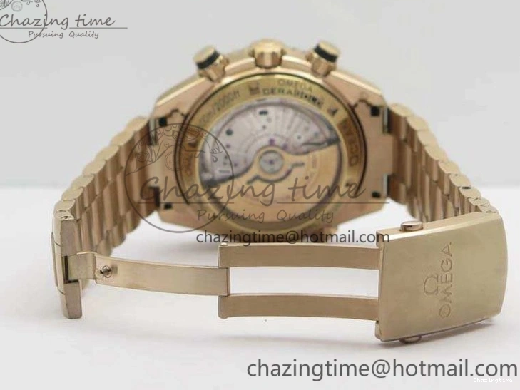 0328 Seamaster Pro Chrono RG Best Edition Black Ceramic Black Dial On RG Bracelet A ComfortFit 8130